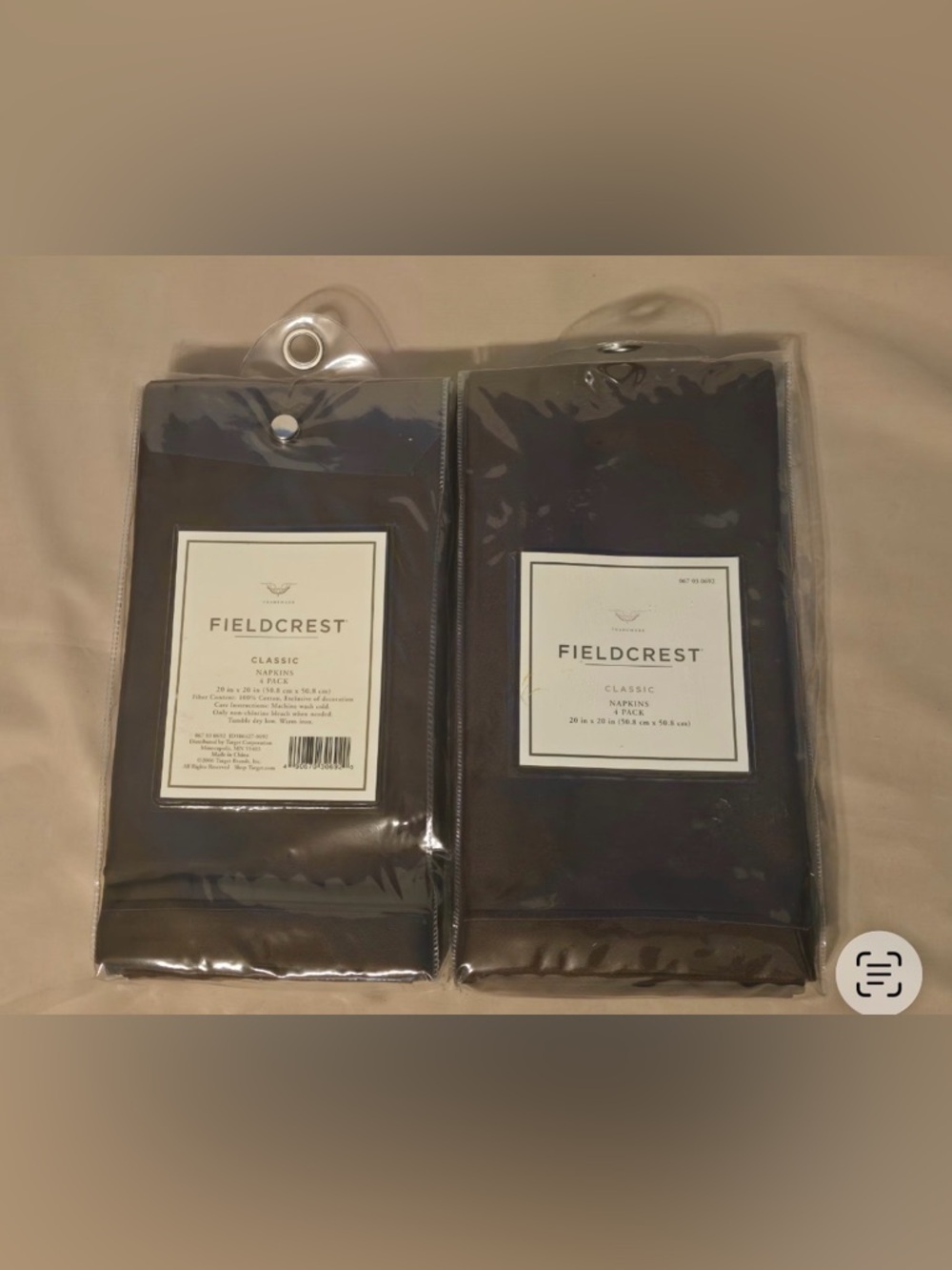 Vintage Fieldcrest Luxury Cotton Dinner Napkins Brown 2 pks (8 Napkins)